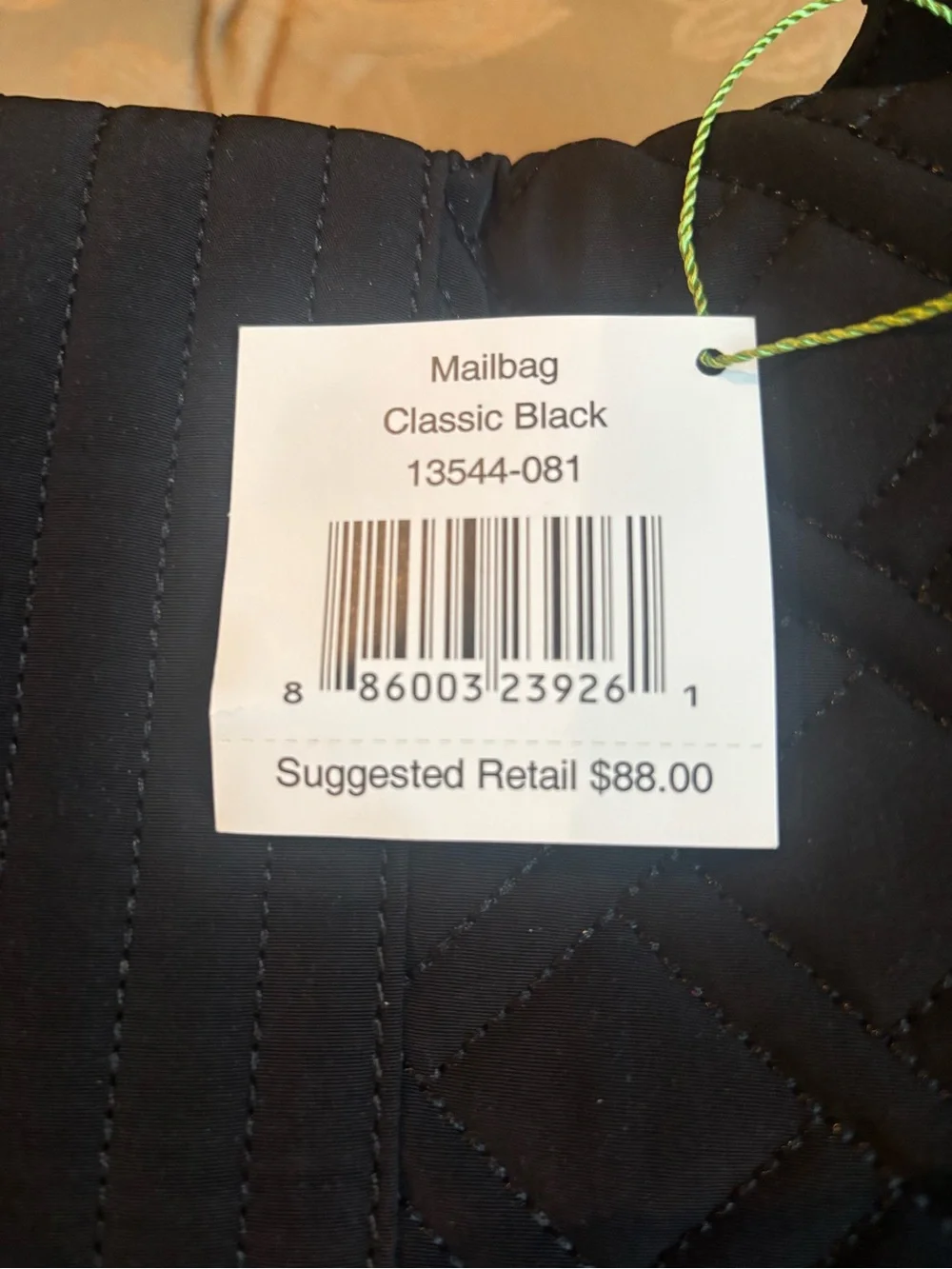 Vera Bradley Mailbag Classic Black Quilted